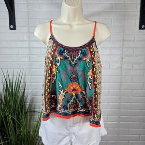 Flying Tomato Orange Boho Print Swing Cropped Camisole Size Medium